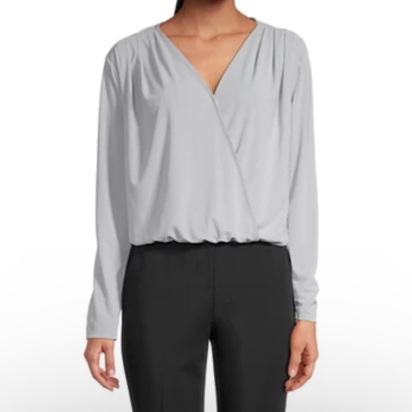 Worthington Womens V Neck Long Sleeve Wrap Shirt - Picture 1 of 8